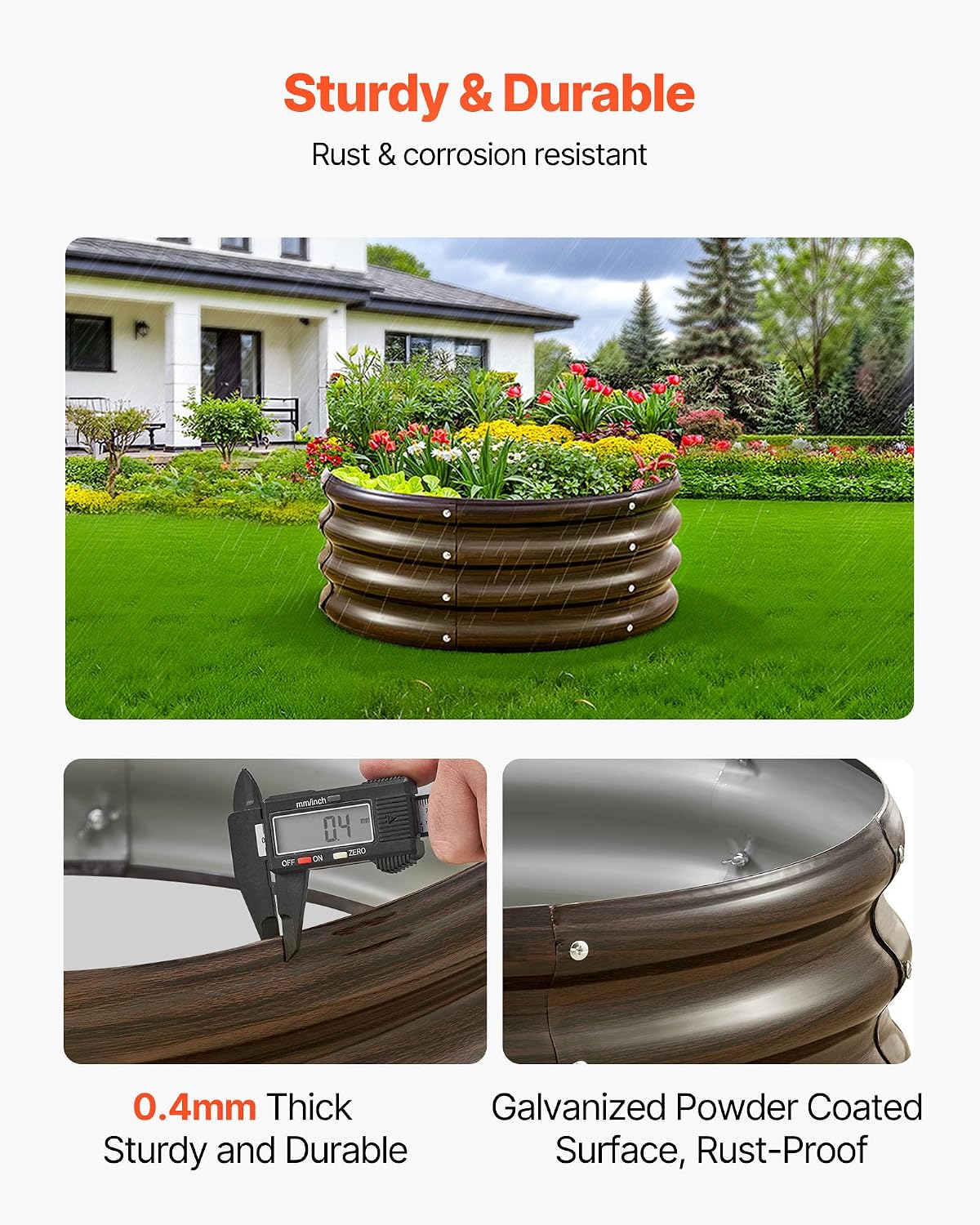 3 Pcs 2x2x1ft Round Galvanized Raised Garden Bed Kit, Outdoor Metal Raised Beds for Gardening Vegetables, Easy