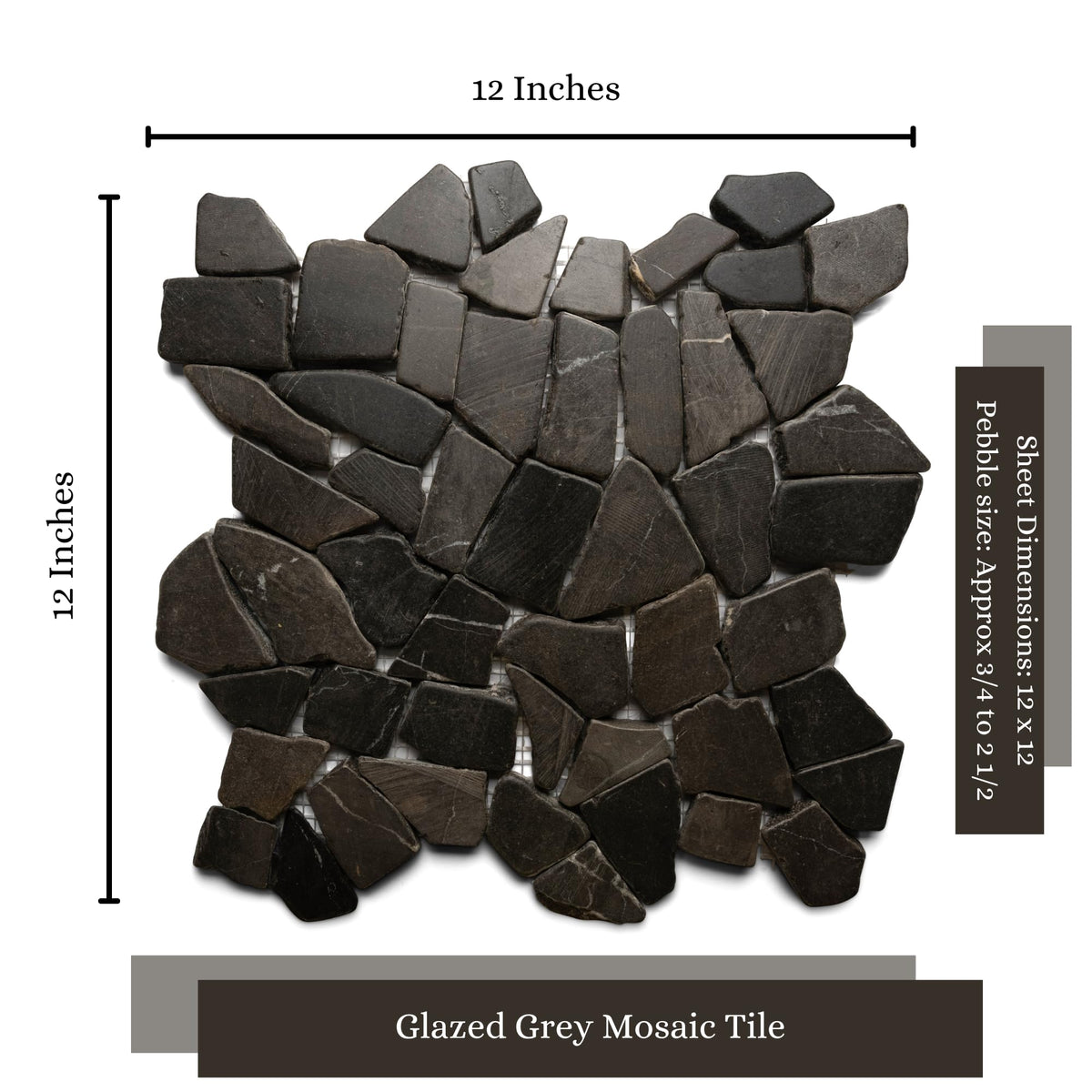 CNK Grey XL Stone - 12" x 12" Unpolished Natural Stone Backsplash, and Outdoor Flooring | Durable Eco-Friendly Easy