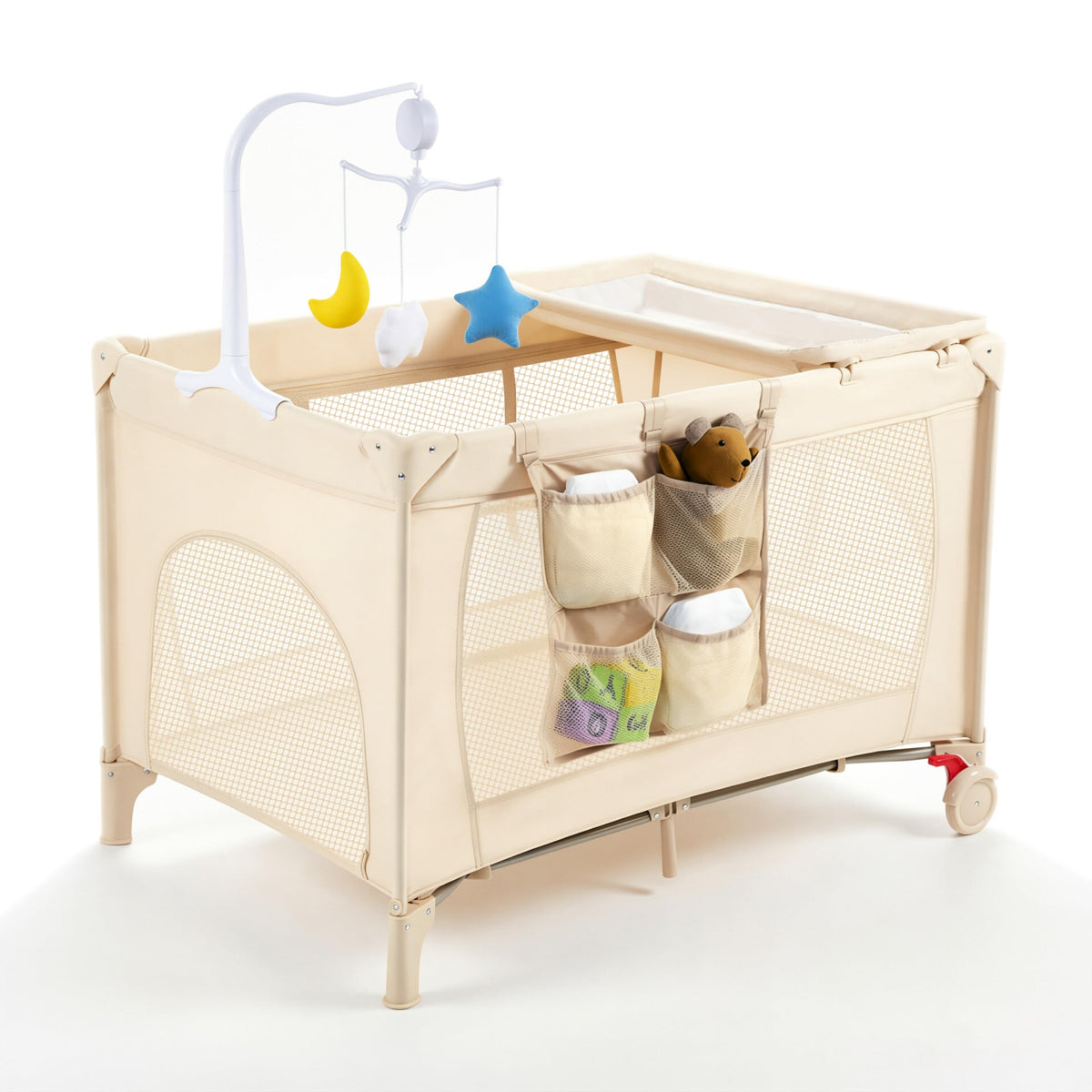 Play Yard,Baby Bassinet,Playpen,Crib, Diaper Changer,Khaki
