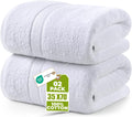 Jumbo Bath Sheets, 2 Pack, 35x70 in, 600 GSM Cotton, White | Extra Large Ring Spun Cotton Bath Sheets - Soft, Plush