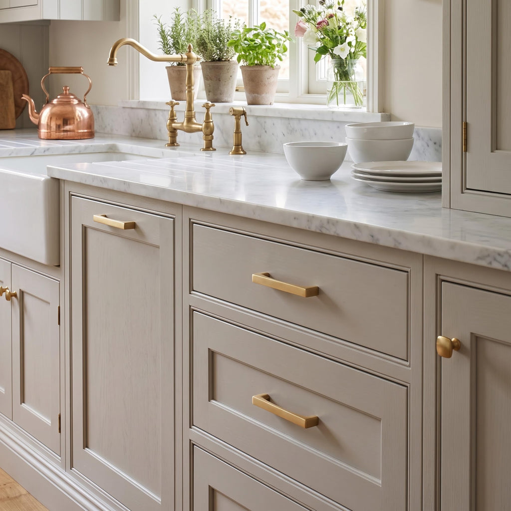 5 Pack Solid Handles 12-Inch(305mm) Satin Brass Cabinet Pulls,Heavy Duty Brushed Brass Handles Cabinets, Cupboards
