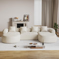 136"Oversized Luxury Modern Tight, Curved Back, Beige