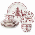 18 Pink Christmas Dinnerware Set for 6, Ceramic Holiday Dishes