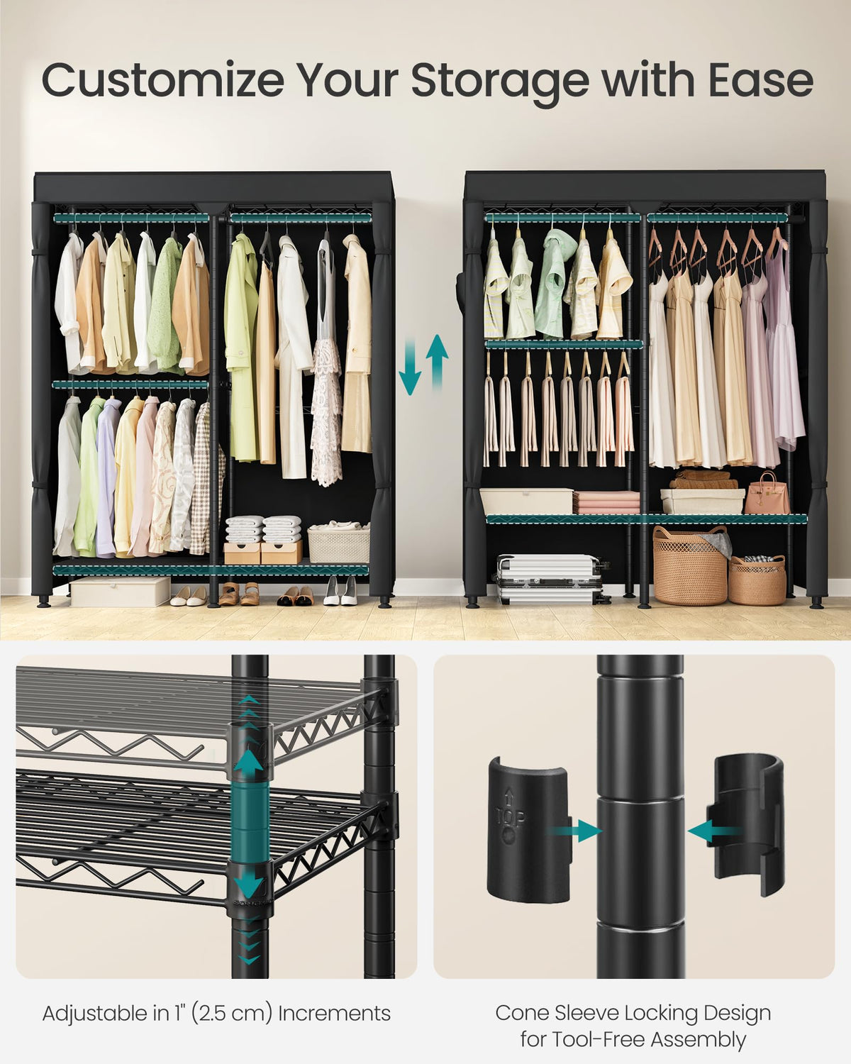 Closet Organizers and Storage, Clothes Rack with Shelves