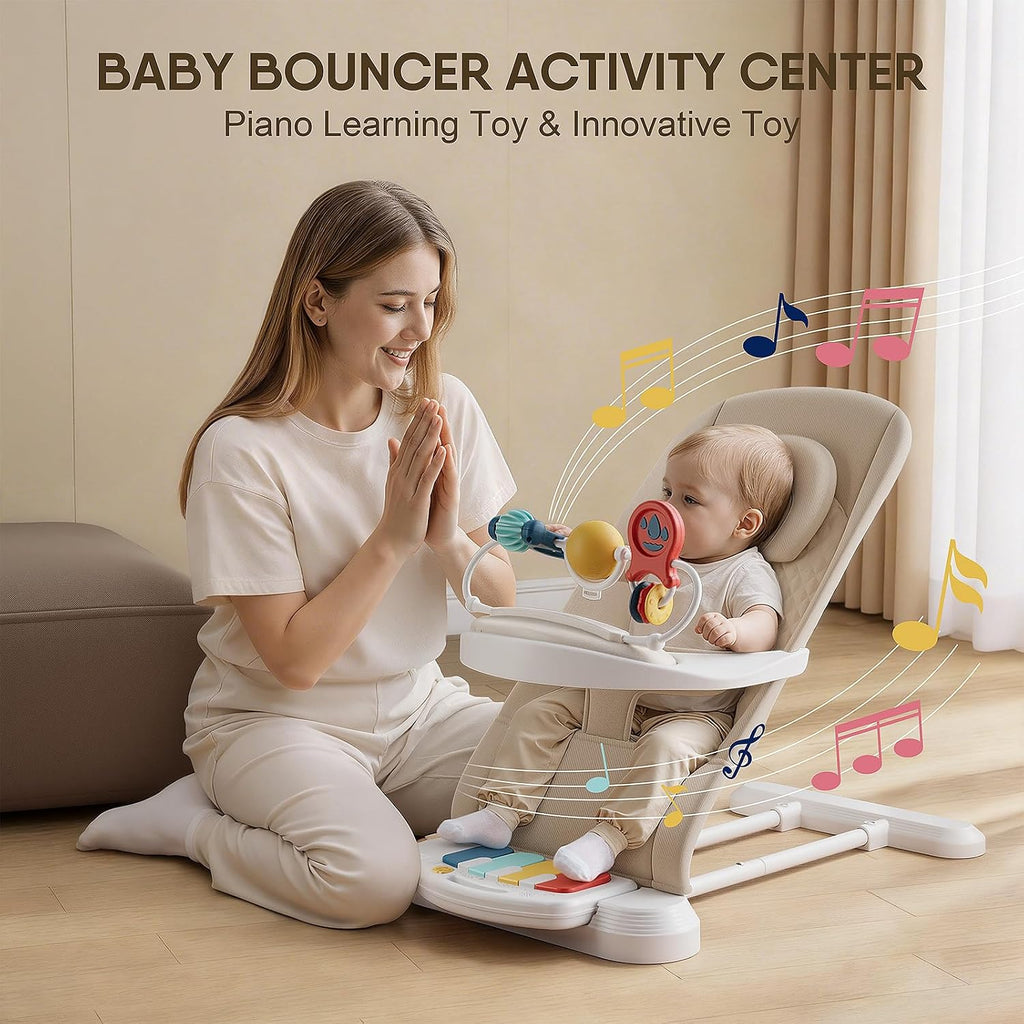 Baby Bouncer, Easy to Assemble Baby Bouncer Seat with Feeding Tray