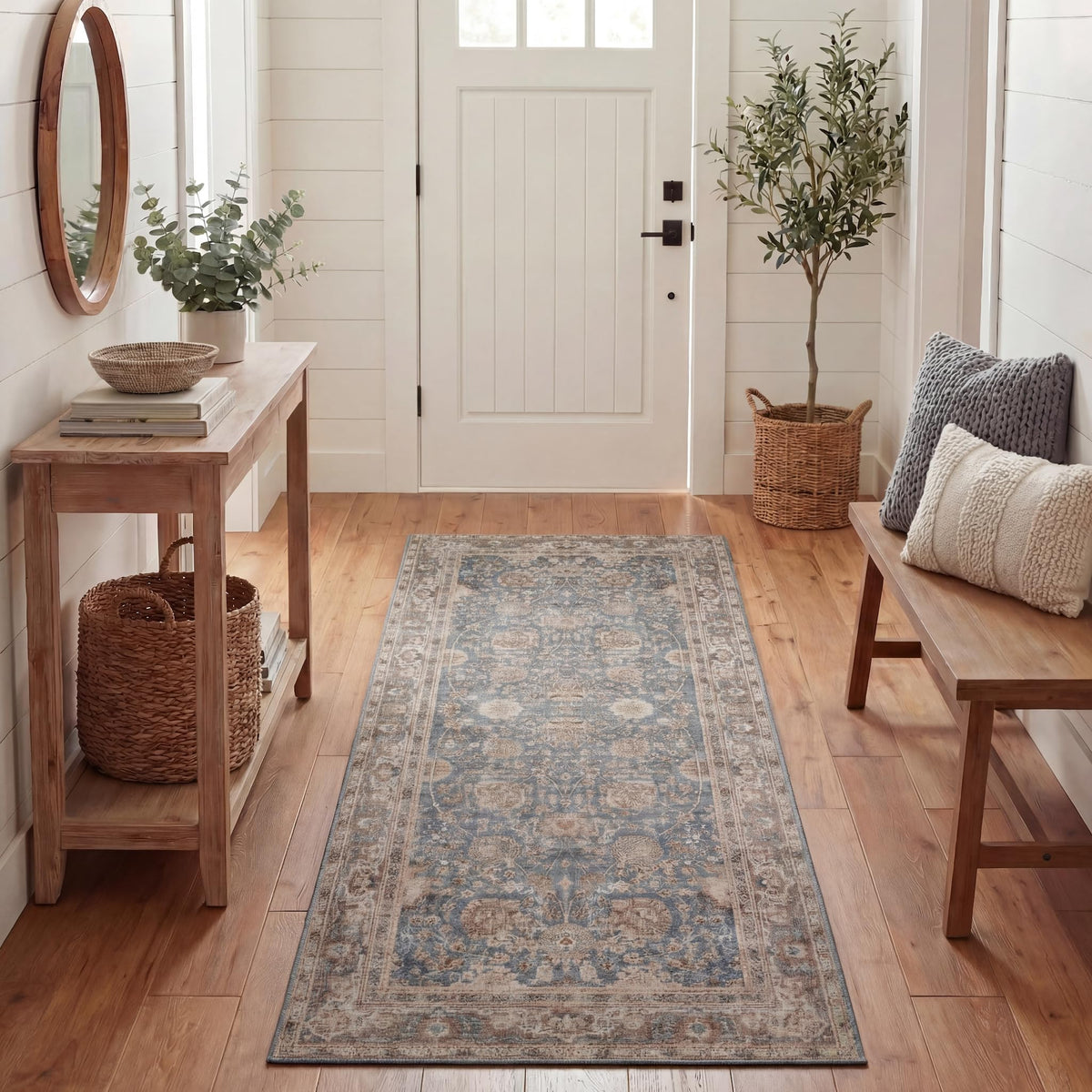 2'6"x7' Runner Rug, Washable Area Rug, Low Pile, Non-Slip Backing