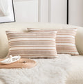 Decorative Boho Lumbar Throw Pillow Covers, Farmhouse Textured Pillow Case, 12 x 20 Inch Set of 2, Chair Sofa Bedroom