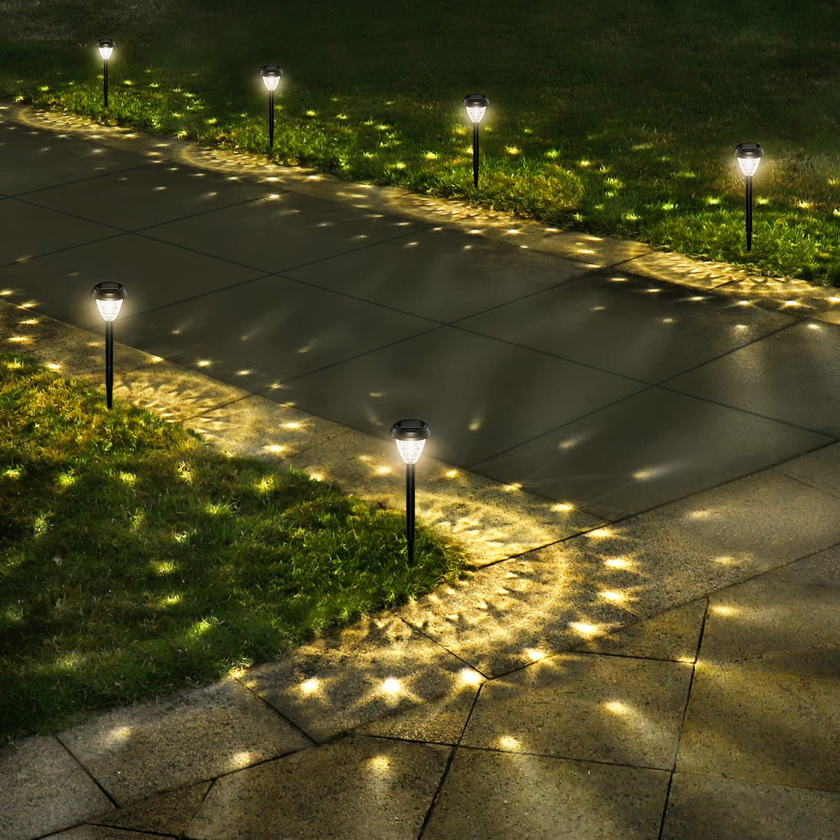 Super Bright Solar Lights Outdoor Waterproof-10 Pack, Dusk to Dawn Up to 12 Hrs Solar Powered Outdoor Pathway Garden