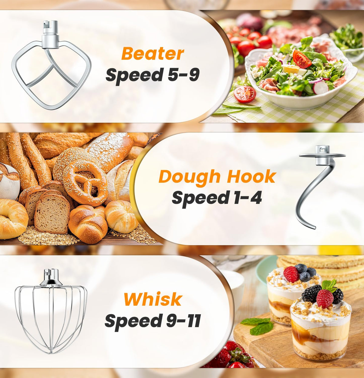 Stand Mixer 6QT Kitchen Mixer with LED Smart Touchscreen, 11-Speed Tilt-Head Mixer with Timer, 4 Preset Menus