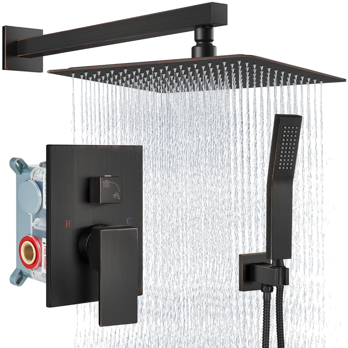 Shower Faucet Set with Handheld Oil Rubbed Bronze 16 Inch Head