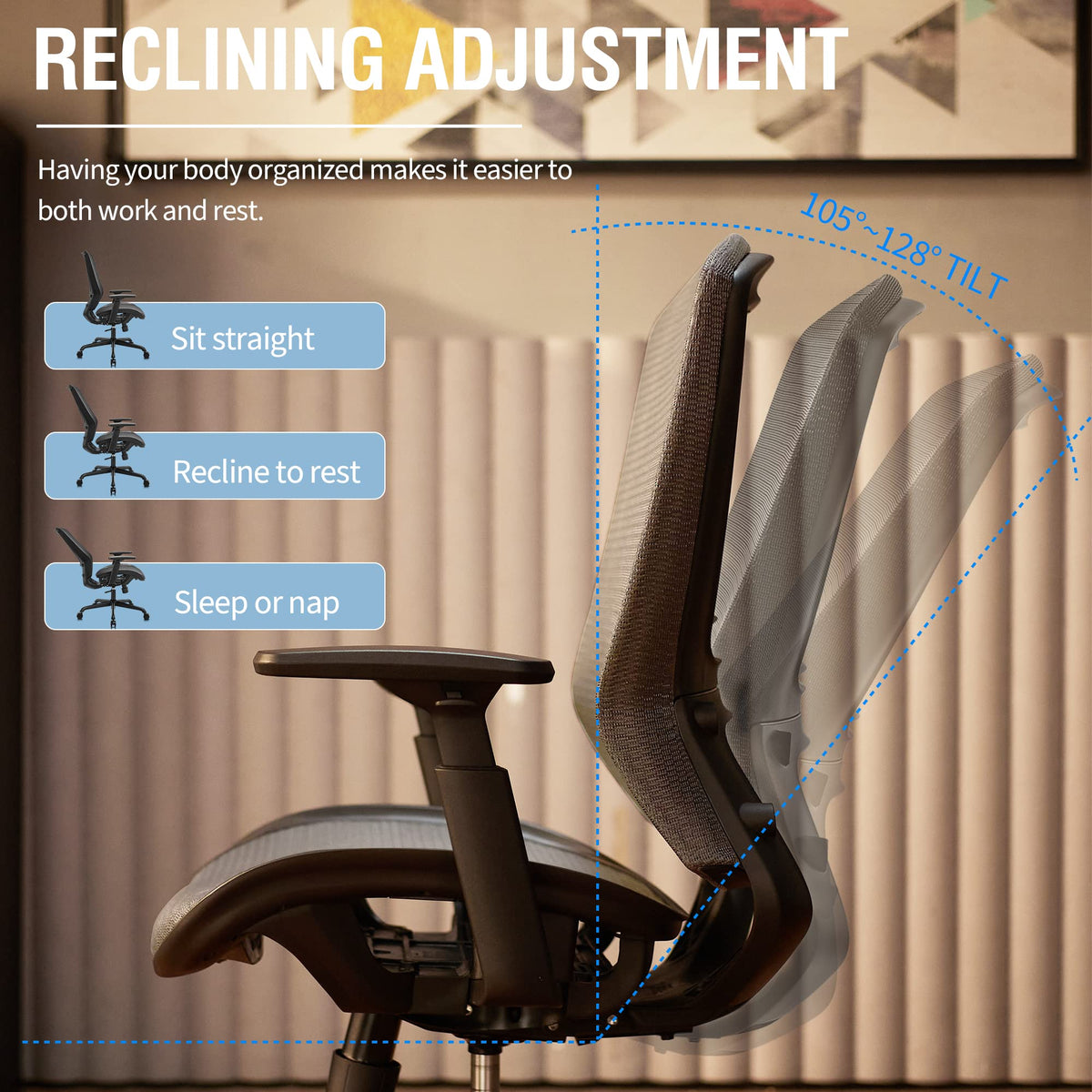 Ergonomic Mesh Office Chair — Grey, Breathable Mesh Seat & Back