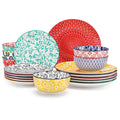 Plates and Bowls Set for 6, 18 Pieces Dinnerware Sets, Mircowave and Dishwasher Safe Dishes Set, Porcelain Muted