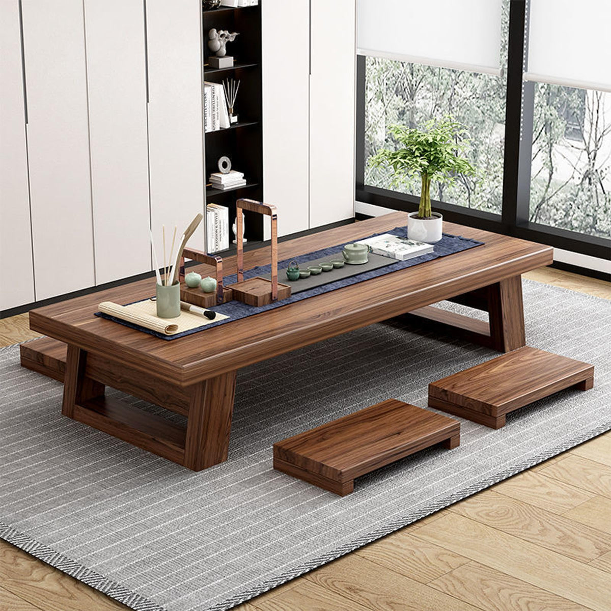 Solid Wood Japanese Floor Table Japanese Low Table Low-Profile Design Ideal for Tatami Seating Bedrooms and Tea