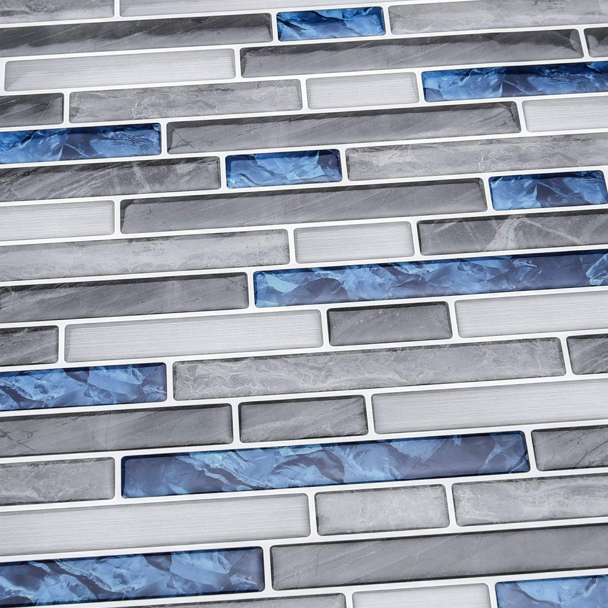 Peel and Stick Stone Wall Tile, 12 x 12 in, 10-Sheet, Blue Marble