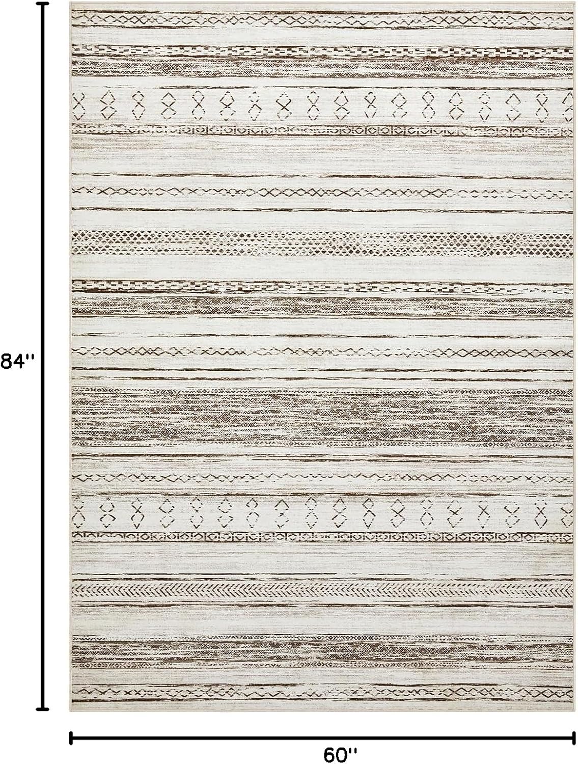 Area Rug Living Room Rugs - Washable Large Soft Neutral Boho Moroccan Bohemian Farmhouse Rug Indoor Floor Carpet