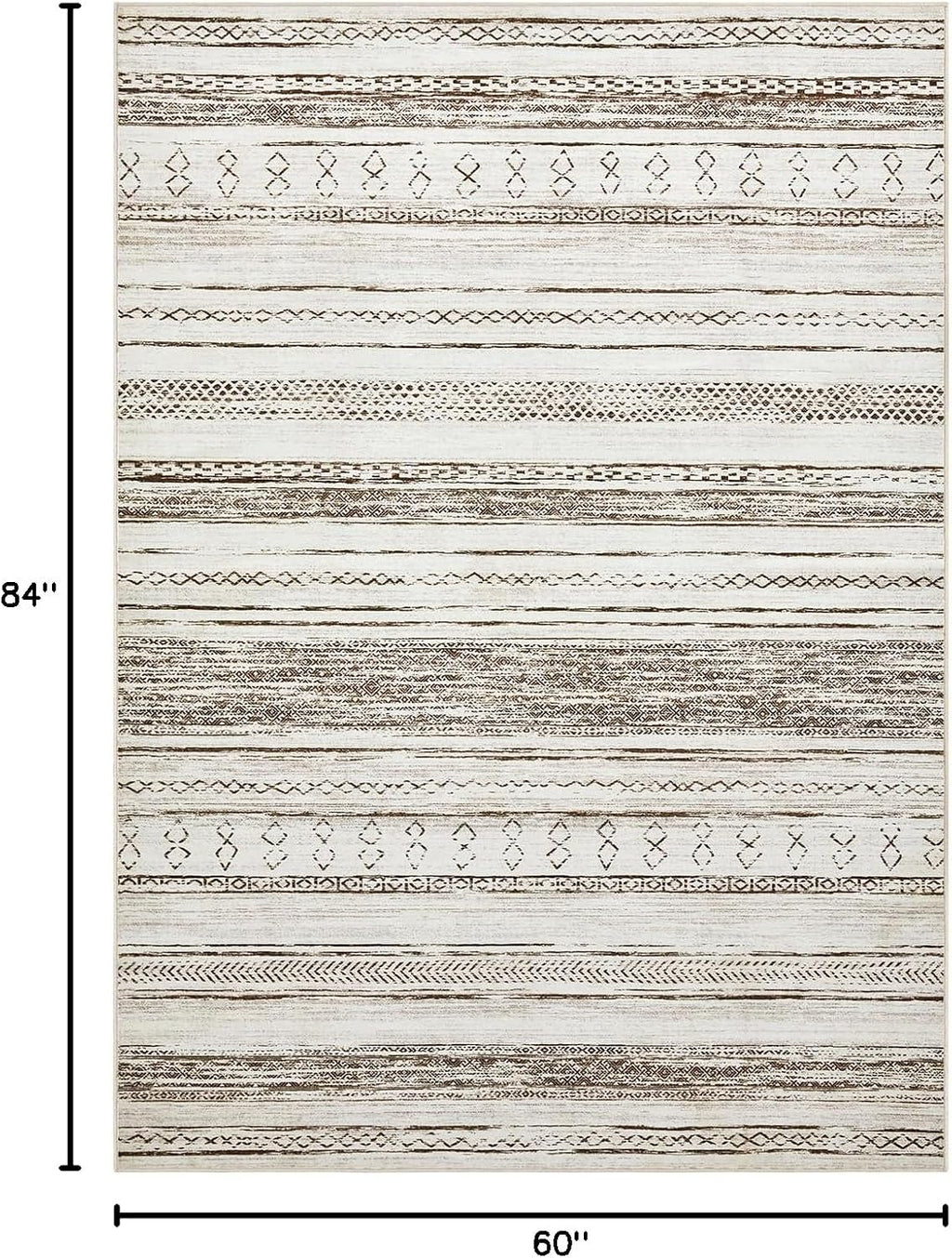 Area Rug Living Room Rugs - Washable Large Soft Neutral Boho Moroccan Bohemian Farmhouse Rug Indoor Floor Carpet