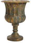24.5" H. Metal Urn Planters 1-Pack - Bronze Classic Antique Iron Plant Pots - Large Decorative Rustic Flower Pots for