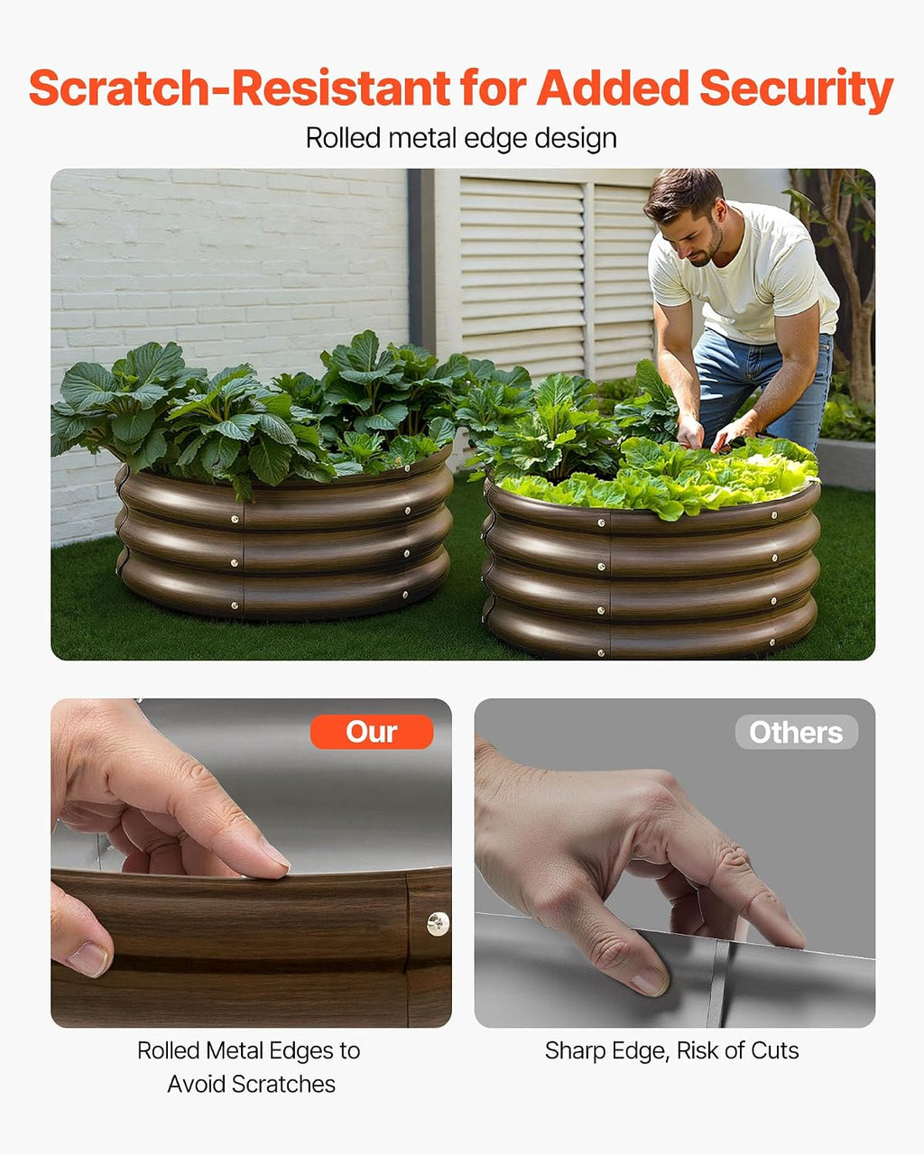 3 Pcs 2x2x1ft Round Galvanized Raised Garden Bed Kit, Outdoor Metal Raised Beds for Gardening Vegetables, Easy