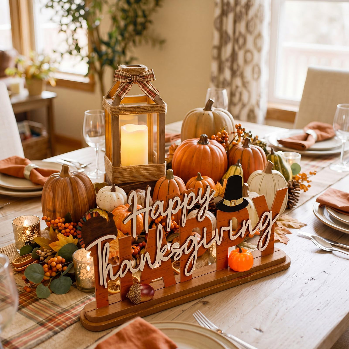 Thanksgiving Table Decoration Metal Fall Tiered Tiered Tray Decor