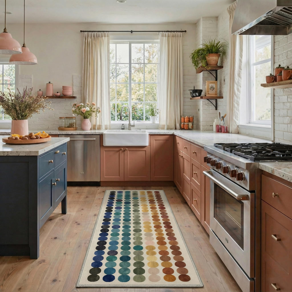 Runner Rug, Washable Non-Slip Abstract Rug, Multicolor