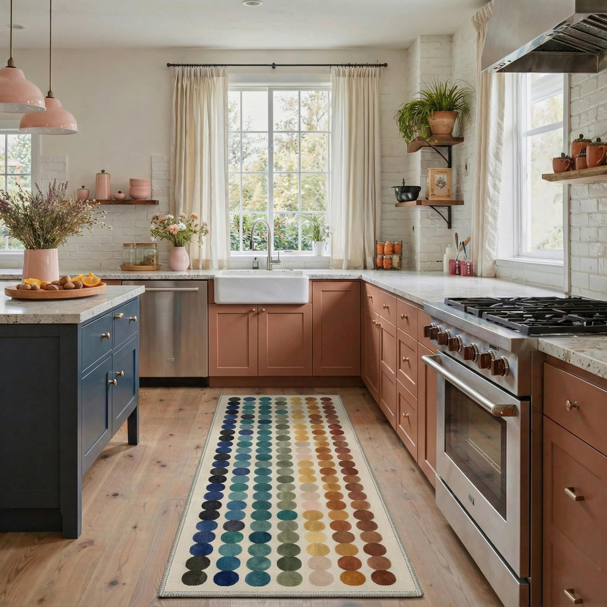 Runner Rug, Washable Non-Slip Abstract Rug, Multicolor