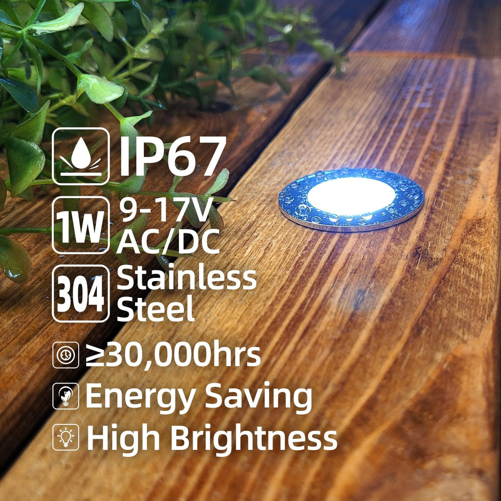1W Recessed Low Voltage Deck Light 6 Pack 1.4 Inch