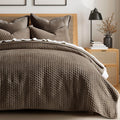 Cross-Stitch Velvet Quilt Set, Mushroom Brown