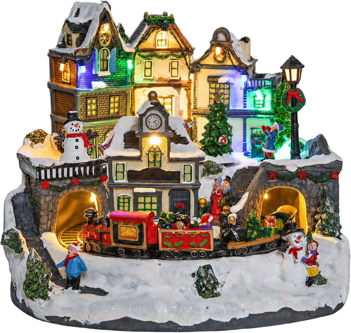 Christmas Houses, Light Up Christmas Village with Train and Music