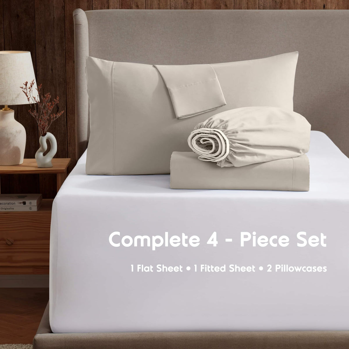 Sheet Set - Bed Sheets - Linen - 4-Piece Deep Pocket