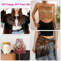 Brown Tinsel Fringe Trim, 5Yards X 5.9 Inch Metallic Fringe Trim with B7000 Glue for Karma Jacket Costume Crafts