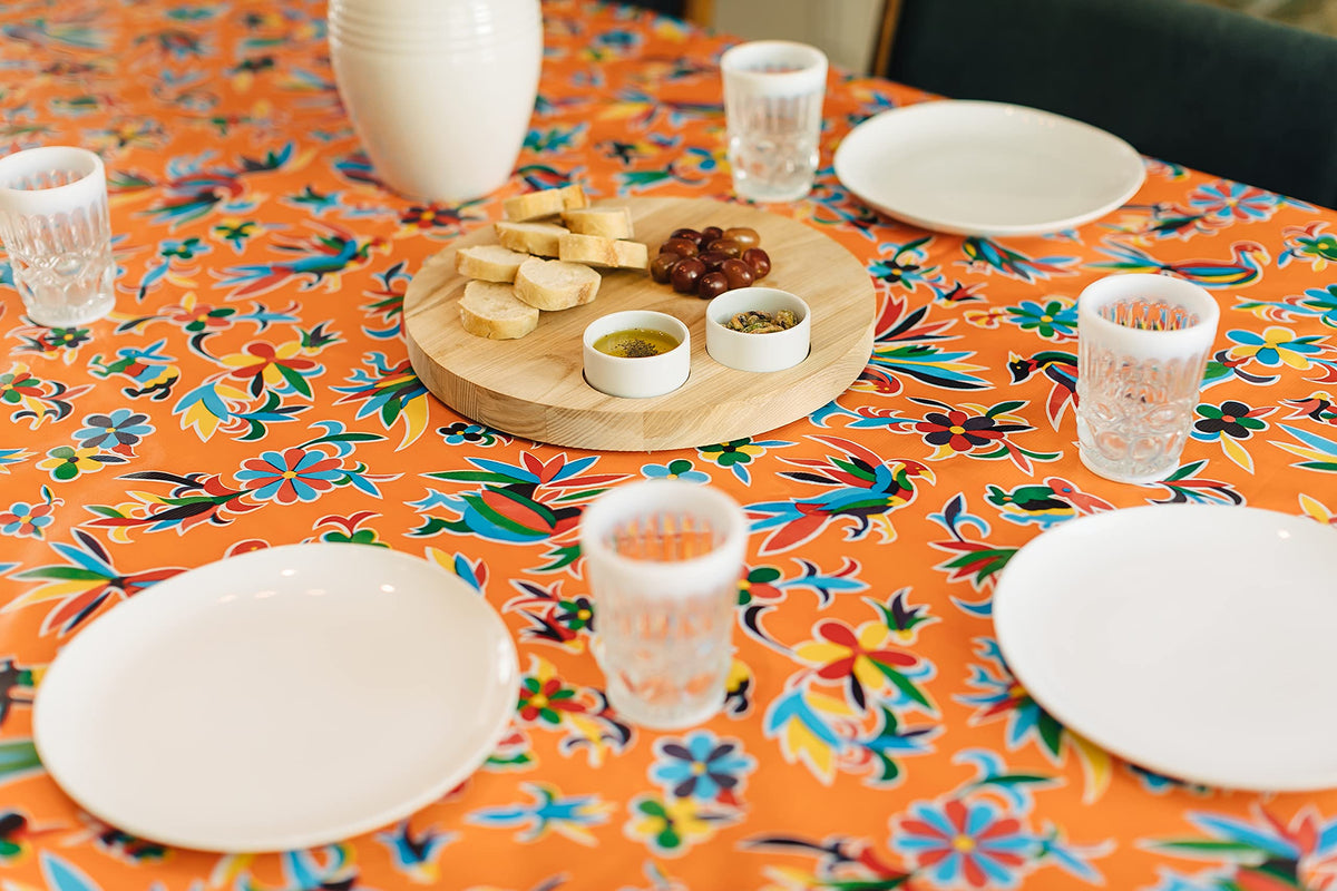 Waterproof Oilcloth Table Cloth - Wipeable Tablecloths for Picnic - Non-Fading Plastic Table Cover with Better Than