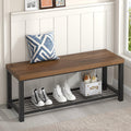 Modern Entryway Bench - Rustic Wood and Metal Shoe Storage Front Door Entrance, Industrial Indoor Seat Living Room