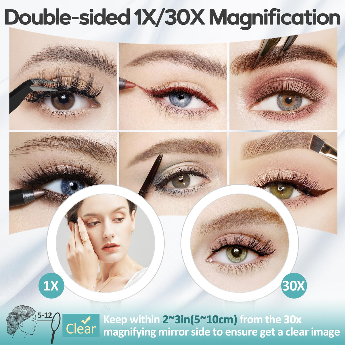 Magnifying Mirror with Light 30X
