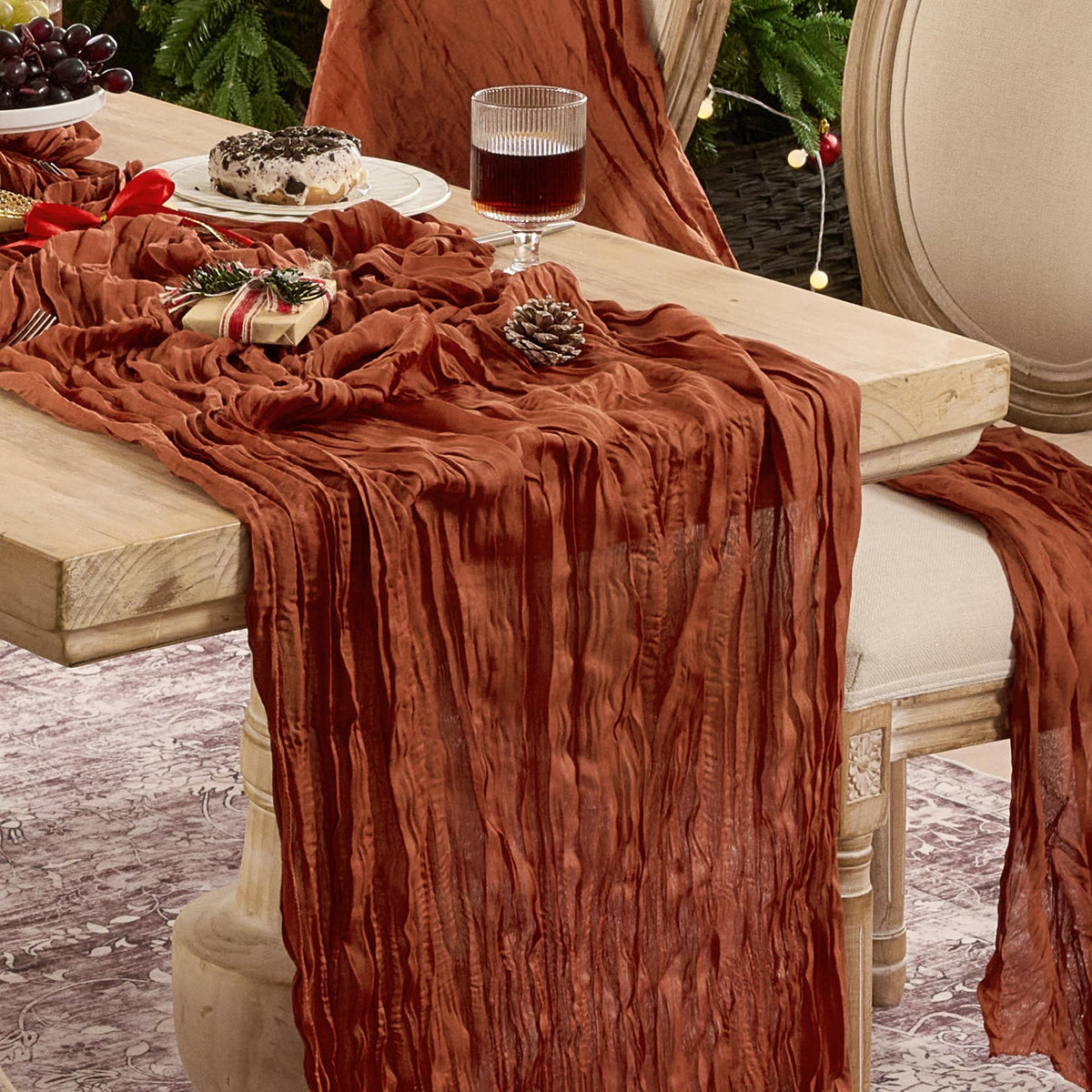 12 Pack Terracotta Cheesecloth Table Runner Boho Gauze Fall Decor