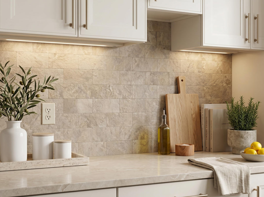 2026 New Upgrade Peel and Stick Backsplash Tile, Peel and Stick 11.34" X 11.57" Wall Tile , Fireplace, Laundry (Beige