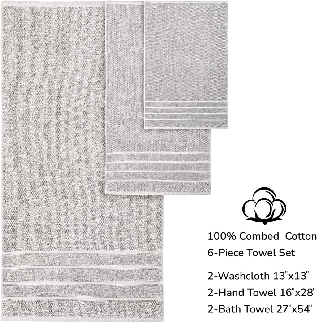 & Stitch 100% Cotton 625 GSM Bath Towel Set of 6, Ultra Soft Highly Absorbent 2 Bath Towels, 2 Hand Towels & 2