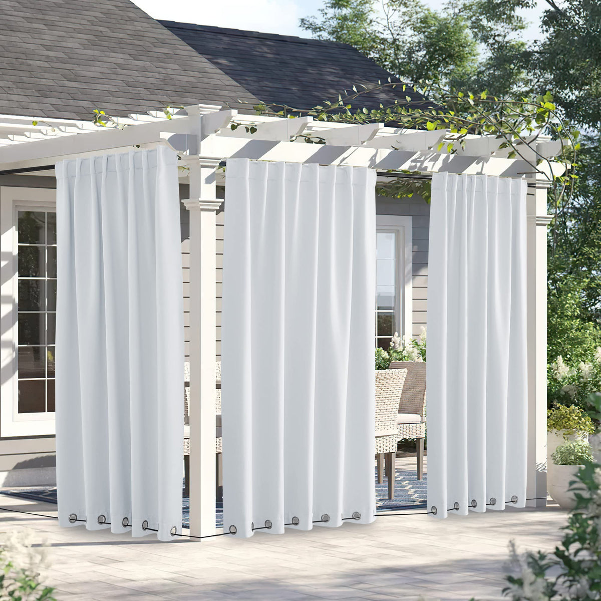 Weighted Curtains Waterproof W66xL84 Off White 2 Panels