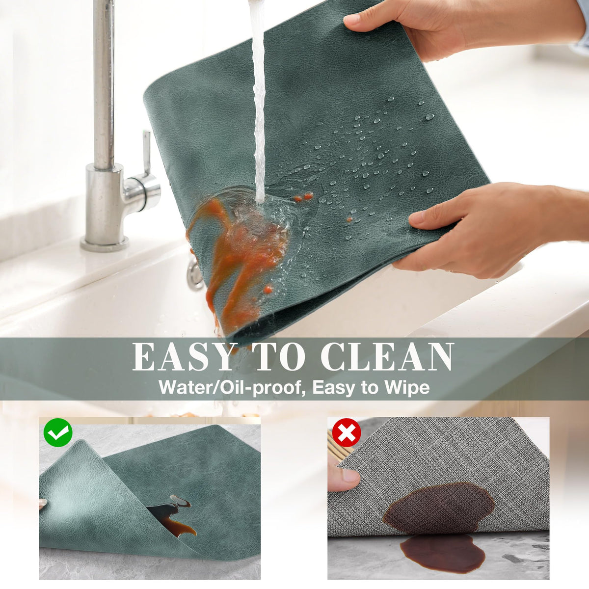 Faux Leather Placemats Set of 6, Vinyl Placemats Heat Resistant