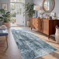 Abstract Washable Runner Area Rugs Blue