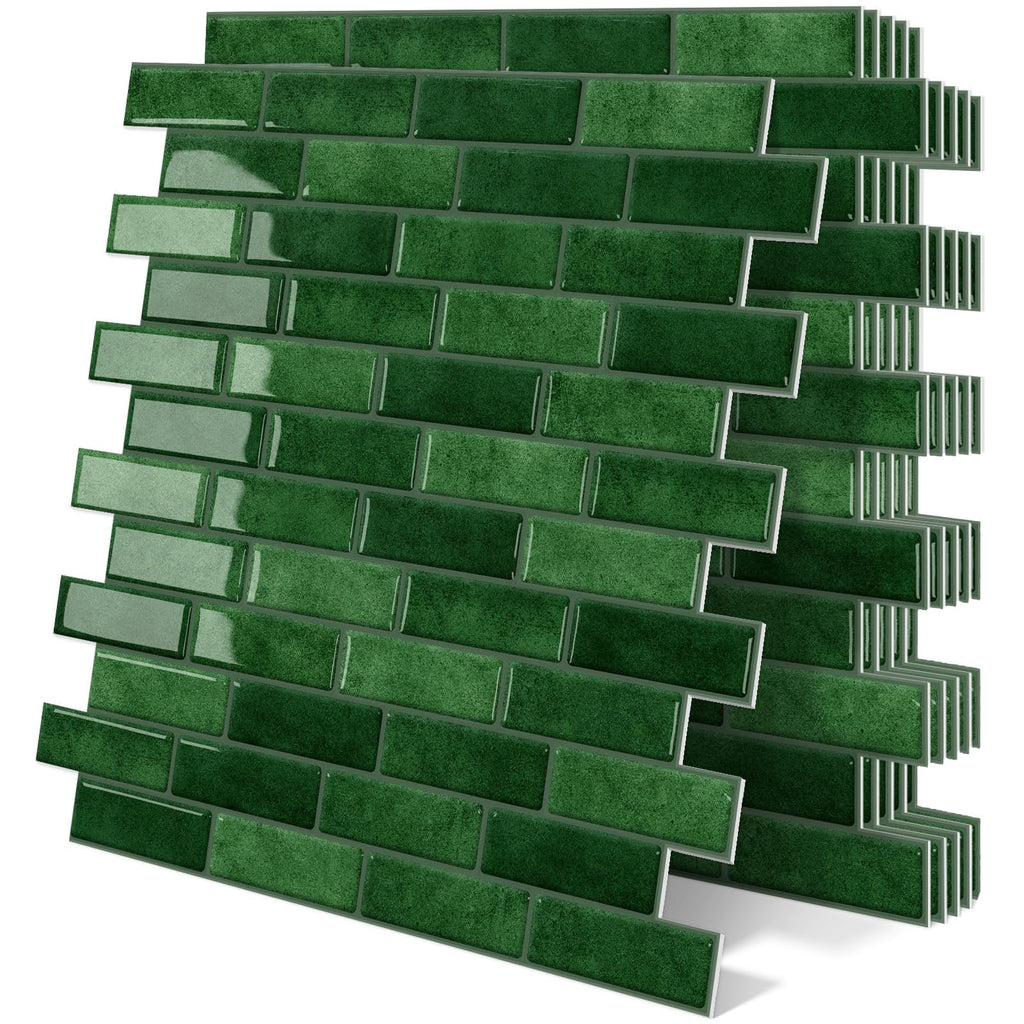 Green Peel and Stick Backsplash 3D Self Adhesive Wall Tile 10 Sheet