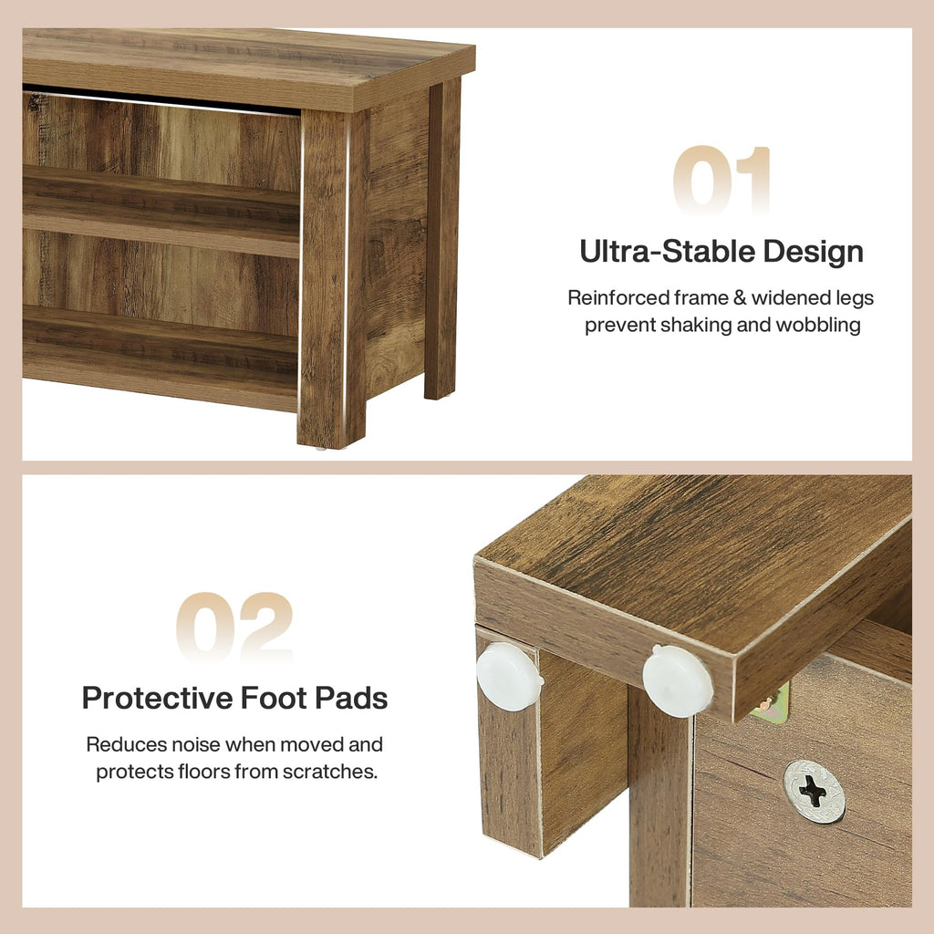 55.12" Entryway Bench with Storage, Farmhouse Shoe Storage Bench