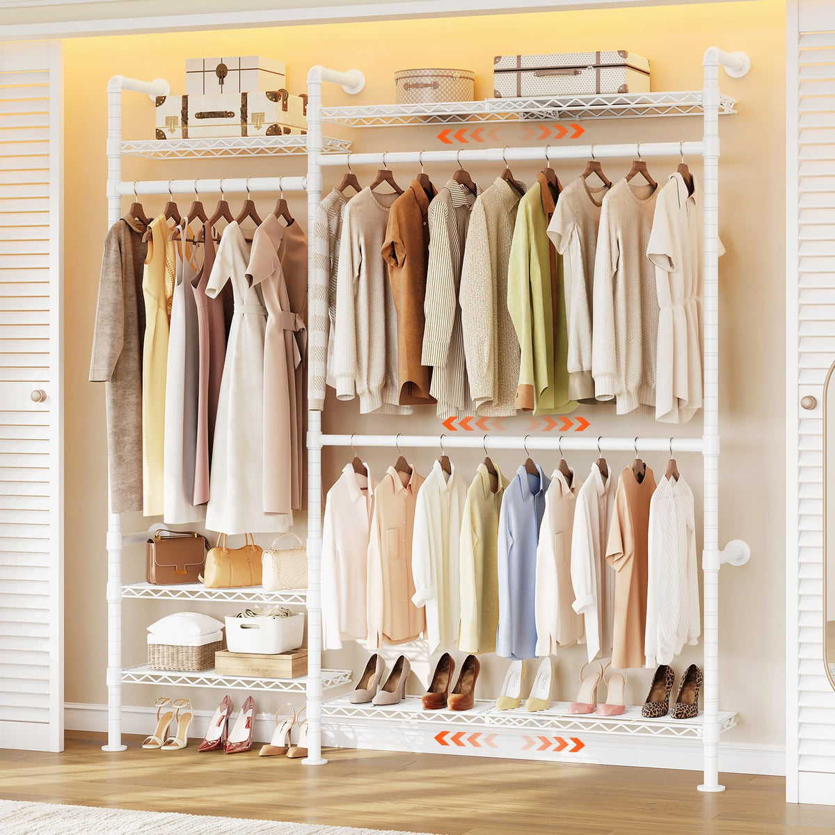 H2 Plus Expandable Wall Mounted Closet System Clothes Rack White