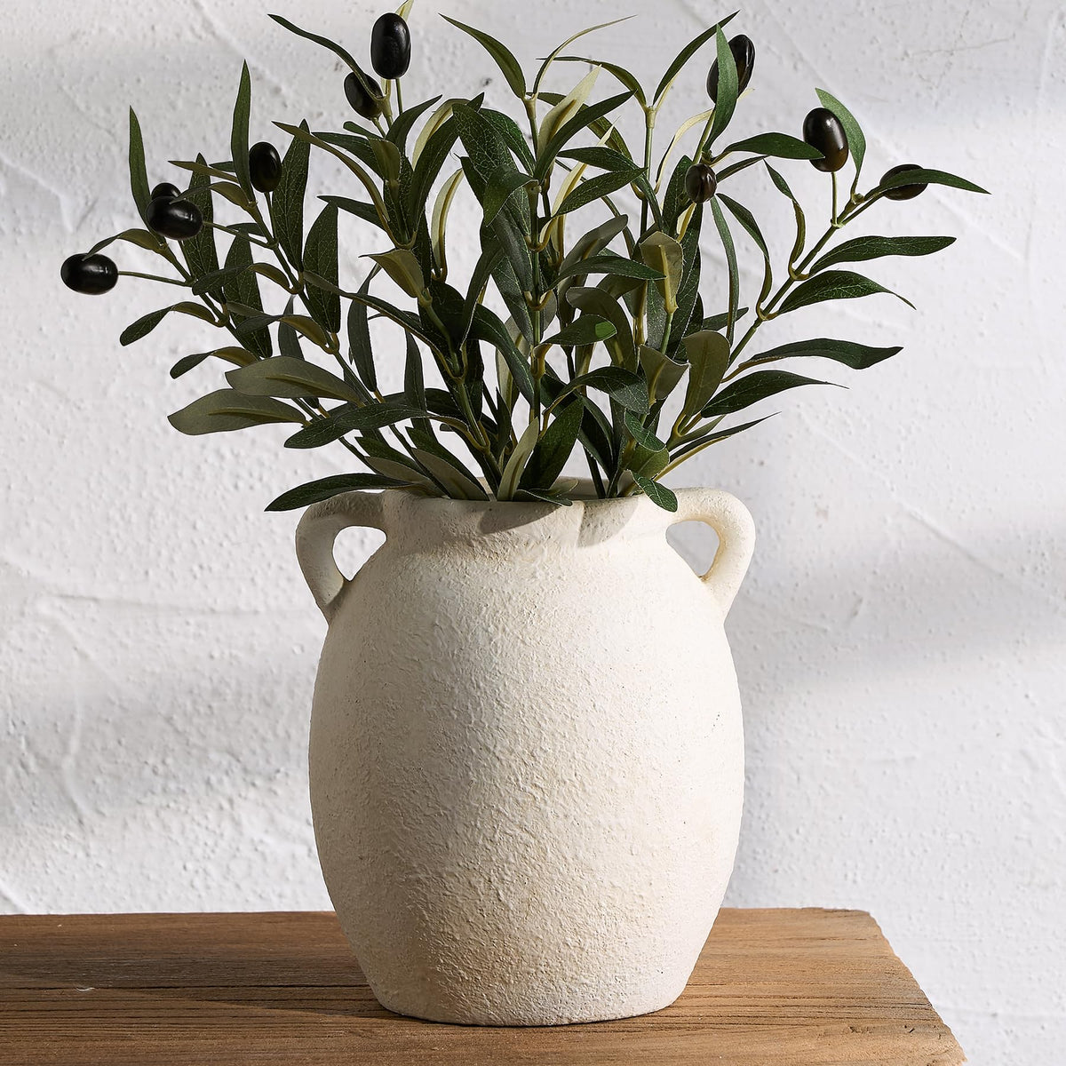Ceramic Flower Vase 7.6 inch Farmhouse Rustic Vase Decorative Pottery Terracotta Vases Decor Table Mantle Fireplace