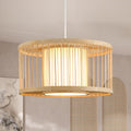 Janpandi Pendant Light, 15.8" Round Drum Bamboo Chandelier