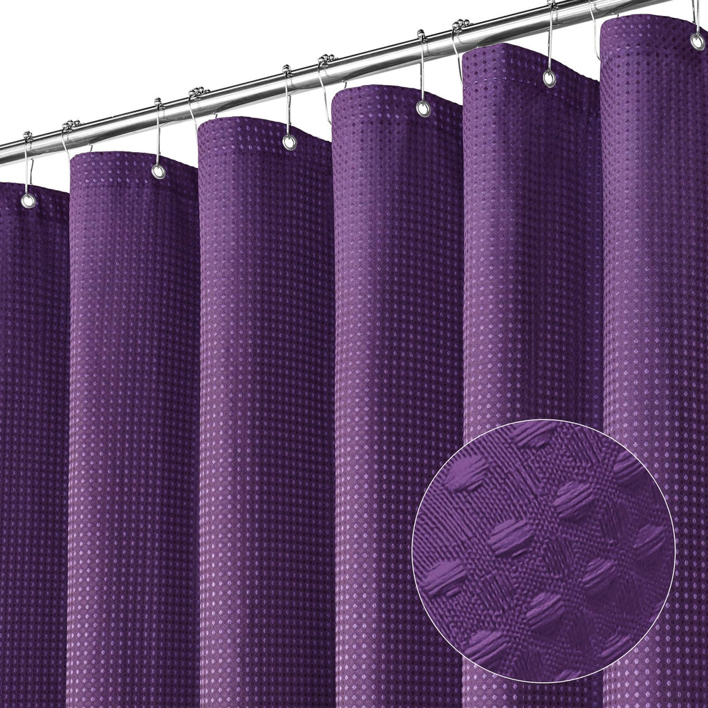 Purple Shower Curtain, 72 x 78, Luxury Waffle Fabric for Modern Bathroom Decor, Heavy Duty Hotel Cloth, 78 inch Long