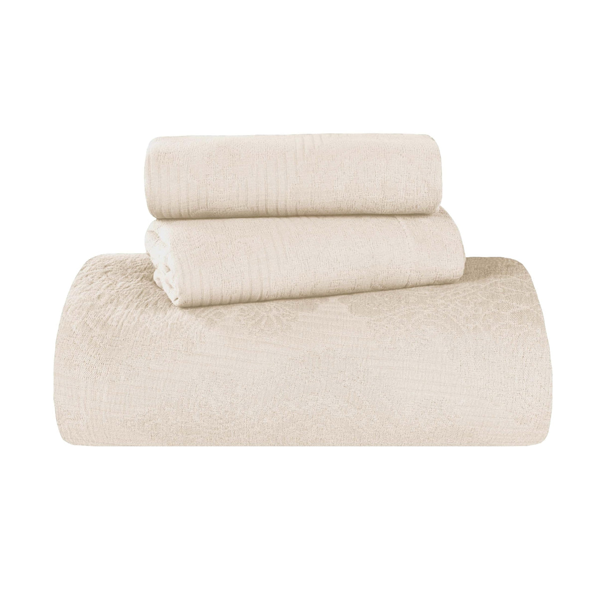 Cotton 3-Piece Bedspread Set, Home Bed Decor, Warm Bedding, 1 Oversized Bedspread, 2 Pillow Shams, Medium Weight