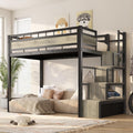 Loft Bed Twin with Stairs, 53.5” Under-Space for Sofa and Desk, More Stable and Safe Industrial Metal Frame for Teens