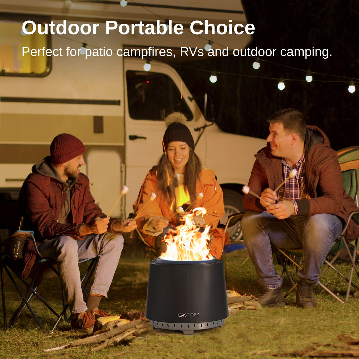 Camber Smokeless Fire Pit 17'', Stainless Steel Fire Pits for Outside Wood Burning Portable Small Fire Pit with