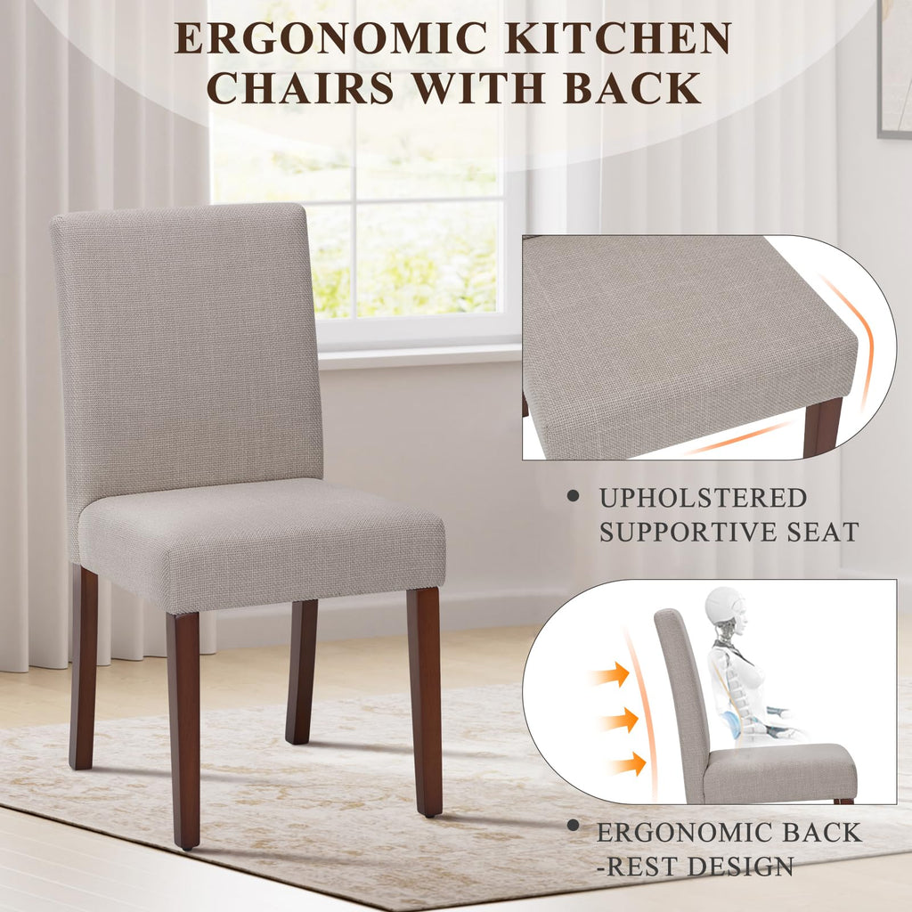 Upholstered Dining Chairs Set of 6, Modern Fabric Dining Room Chair, Wooden Dining Chair, Kitchen Side Chairs
