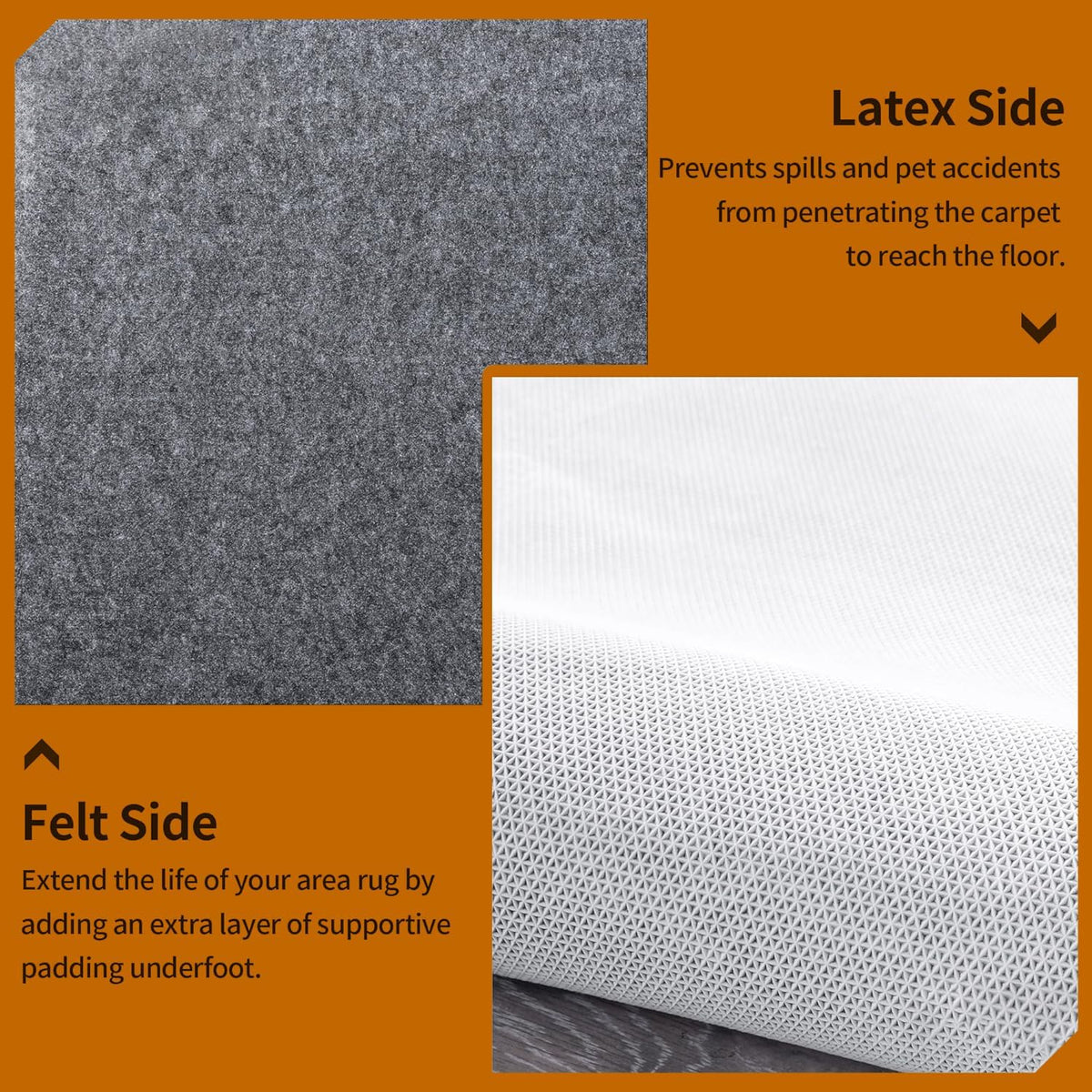 9x12 FT Non Slip Rug Pad Waterproof Cushioned Felt Rug Pad for Hardwood Floors 1/8" Thick Soft Carpet Pad - Set of 108